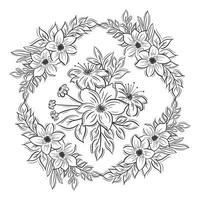 Hand drawn flower bouquets circle collection vector