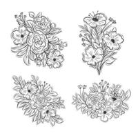 Floral bouquets elements collection on white background vector