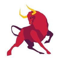 an isolated vector graphic of the red bullfighter in the running post,  fighting post, logo, icon, Chinese new year, and financial icon.