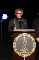 LOS ANGELES, FEB 15 -  Johnny Depp receives the Distinguished Artisan Award at the at the Annual Make-Up Artists And Hair Stylists Guild Awards at Paramount Theater on February 15, 2014 in Los Angeles, CA photo