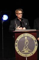 LOS ANGELES, FEB 15 -  Johnny Depp receives the Distinguished Artisan Award at the at the Annual Make-Up Artists And Hair Stylists Guild Awards at Paramount Theater on February 15, 2014 in Los Angeles, CA photo