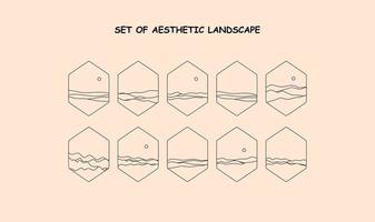 set of aesthetic landscape. abstract line landscape vector
