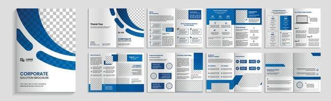 folleto de soluciones comerciales corporativas, folleto de perfil de empresa de 16 páginas vector