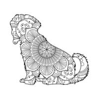 Cute dog mandala coloring vector illustration line art design for kids and adults.