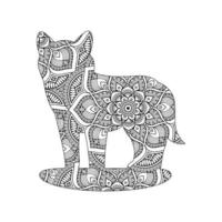 Cute dog mandala coloring vector illustration line art design for kids and adults.