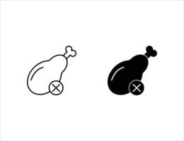 sin icono de pollo. icono de contorno e icono sólido vector