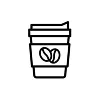 Coffee paper cup thin line icon. vector