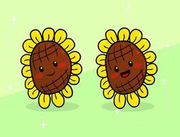 Mini Sun Flower Character Vector Illustration