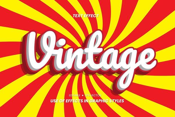 Text Effect - Vintage Words on Yellow Red Modern Background. Text can be changed and this Effect can be used in Graphic Style settings