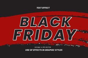 Text Effect - Black Friday Words on Black Red Modern Background. Text can be changed and this Effect can be used in Graphic Style settings vector