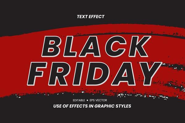 Text Effect - Black Friday Words on Black Red Modern Background. Text can be changed and this Effect can be used in Graphic Style settings