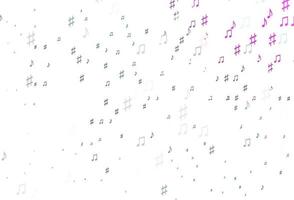 Light Pink, Green vector background with music symbols.