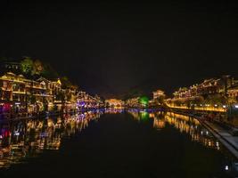 Scenery view in the night of fenghuang old town .phoenix ancient town or Fenghuang County is a county of Hunan Province, China photo