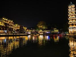 Scenery view in the night of fenghuang old town .phoenix ancient town or Fenghuang County is a county of Hunan Province, China photo