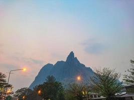 Scenery View in the morning of Pha Nok Khao mountain in Phu Kradueng District Loei City Thailand.Phu Kradueng National Park the famous mountain in Thailand photo