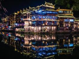 Scenery view in the night of fenghuang old town .phoenix ancient town or Fenghuang County is a county of Hunan Province, China photo