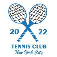 Tennis logo for club blue color on white background vector