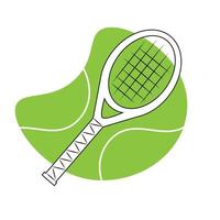 raqueta de tenis con elemento de fondo verde como una pelota vector