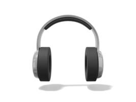Realistic gray headphones on white background. Front view. 3d rendering. photo