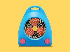 3d rendering. Multicolored fan heater on yellow background. Front view. photo