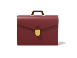 Brown briefcase on white background. Front view. Portfolio icon. 3D rendering. photo