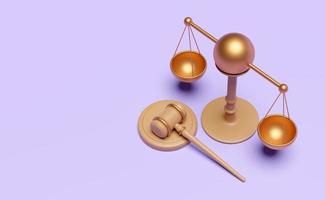 3d judge gavel, wooden hammer auction with stand, justice scales icon isolated on blue background. law, justice system symbol concept, 3d render illustration, clipping path photo