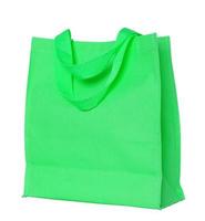 green cotton bag isolated on white with clipping path photo