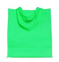 green canvas shopping bag isolated on white background with clipping path photo