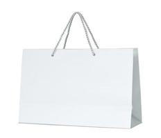 White paper shopping bag isolated on white with clipping path photo