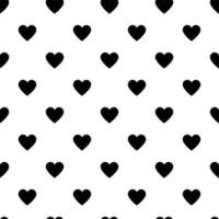 Hearts black and white vector pattern