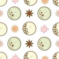 Seamless pattern background with handmade scented soy and coconut wax candles in scandinavian folk hygge style vector