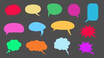 speech bubble set. blank colorful cartoon chat box isolated on grey background vector
