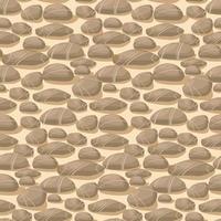 Background of sea stones. Pattern in vector natural style. Different stones on the sand with a shadow. Marine theme. Suitable for textile and paper printed products.