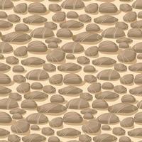 Background of sea stones. Pattern in vector natural style. Different stones on the sand with a shadow. Marine theme. Suitable for textile and paper printed products.