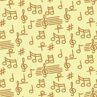 A pattern in the theme of music. Notes, treble keys, musical strips. Suitable for printing on packaging, advertising, signage, banners, paper and textile products. vector