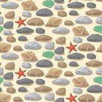 Background of sea stones. Pattern in vector natural style. Different stones on the sand with a shadow. Marine theme. Suitable for textile and paper printed products.