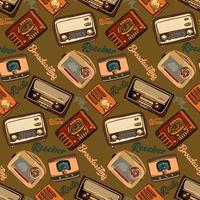 The pattern of retro radios in the style of sketch. Suitable for use in printed products. Banners, flyers, stickers, advertising products, printing on textiles, texture. vector