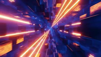 Flying in a tunnel of cubes with hyper acceleration. Infinitely looped animation. video