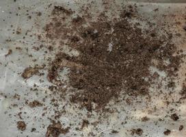 Dry dirt and dust cleaned from a kitchen exhaust fan. Close-up. Air purification concept photo