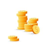 3d vector render jackpot stack dollar coins icon banner