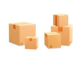 3d vector set pile of  stacked paper package boxes icon elements