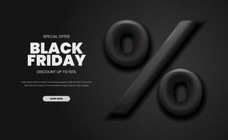 emboss 3D percent symbol for sale offer discount promotion at black friday shopping day super mega bis sale vector