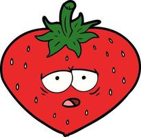 tired cartoon strawberry vector