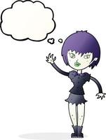 cartoon vampire girl with thought bubble vector