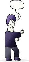 cartoon vampire waving hands with speech bubble vector