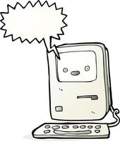 cartoon old computer with speech bubble vector