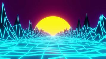 Digital 80s abstract 3D animation background. video