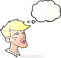 cartoon male model guy with thought bubble vector