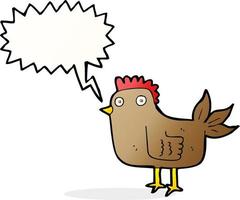 gallina de dibujos animados con burbujas de discurso vector