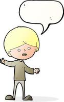 cartoon unhappy boy with speech bubble vector